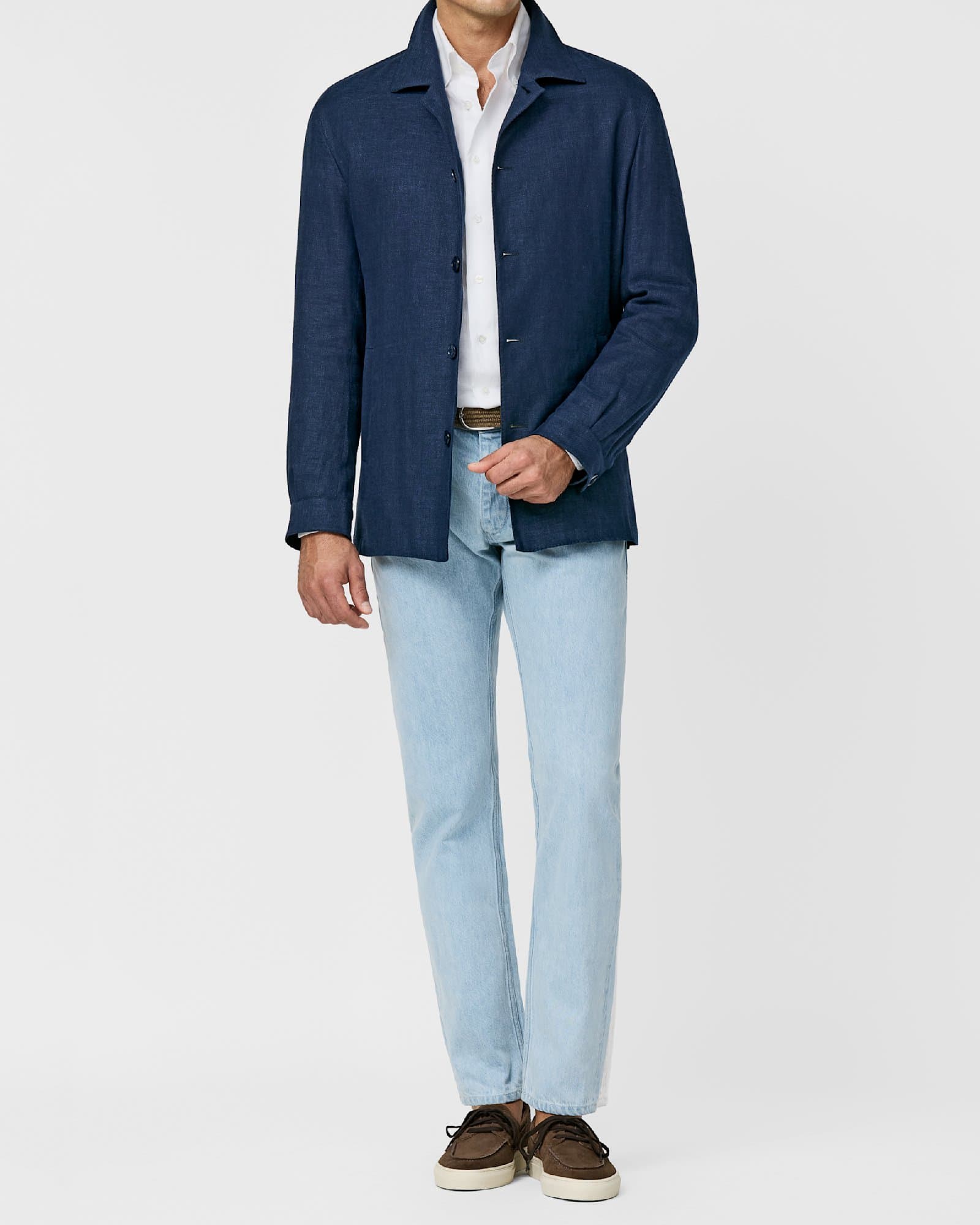 Navy Linen Jacket with Light Wash Denim — image 1