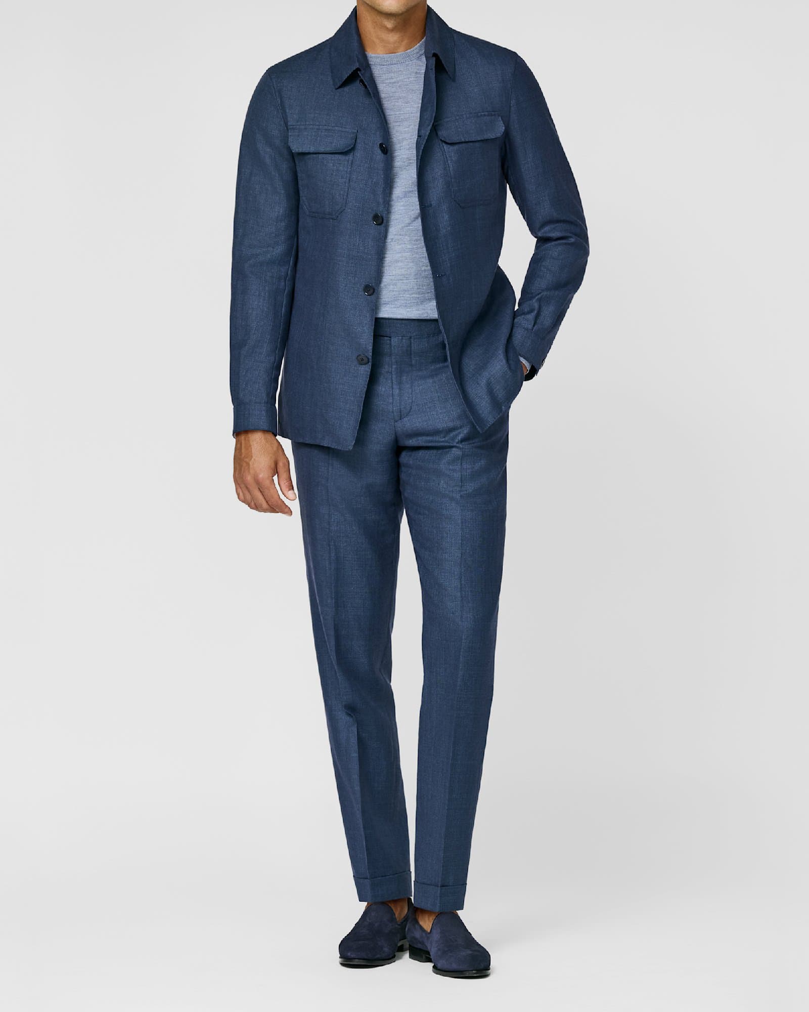 Denim Blue Linen Overshirt Set — image 1