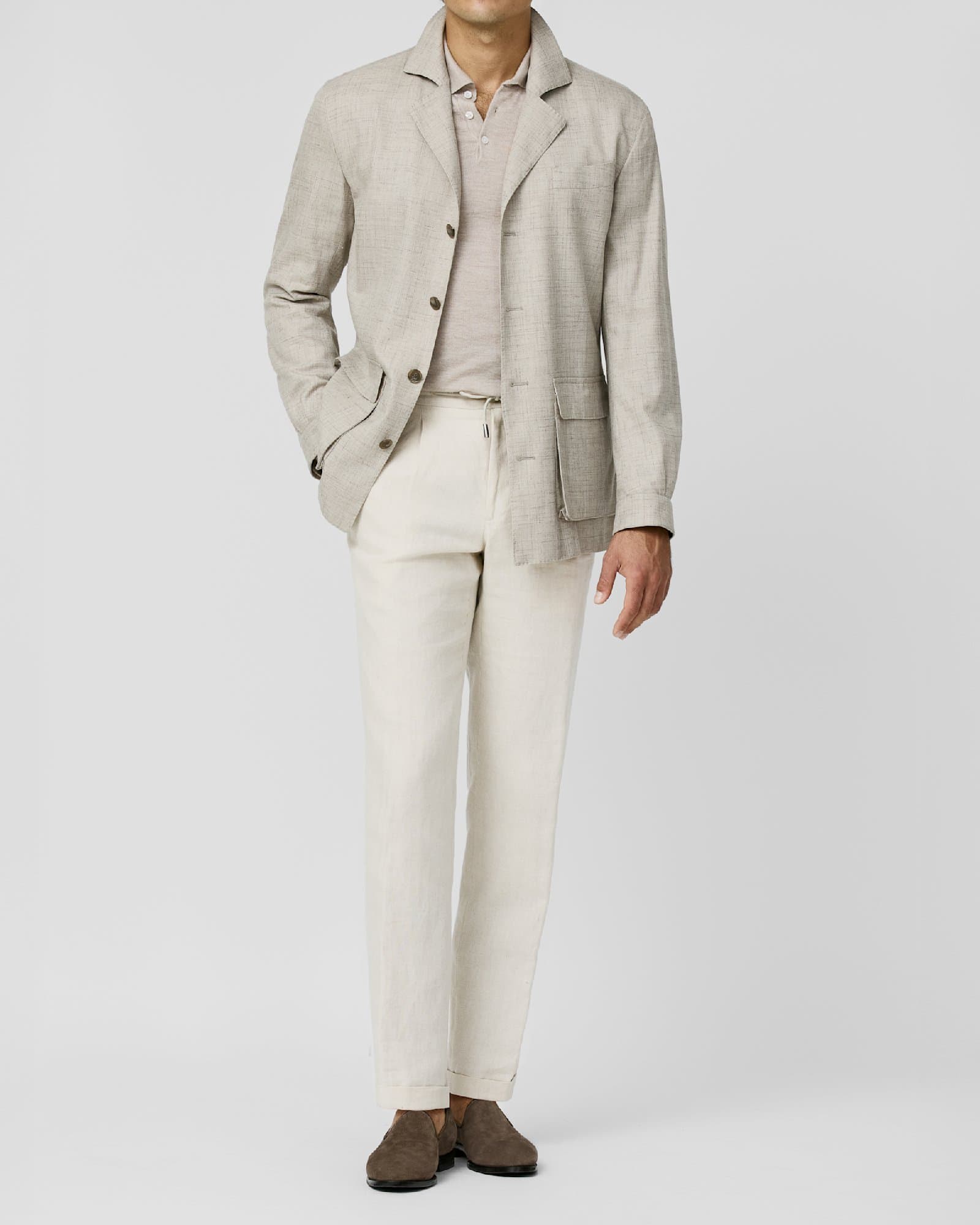 Sand Linen Jacket with Blush Polo — image 1