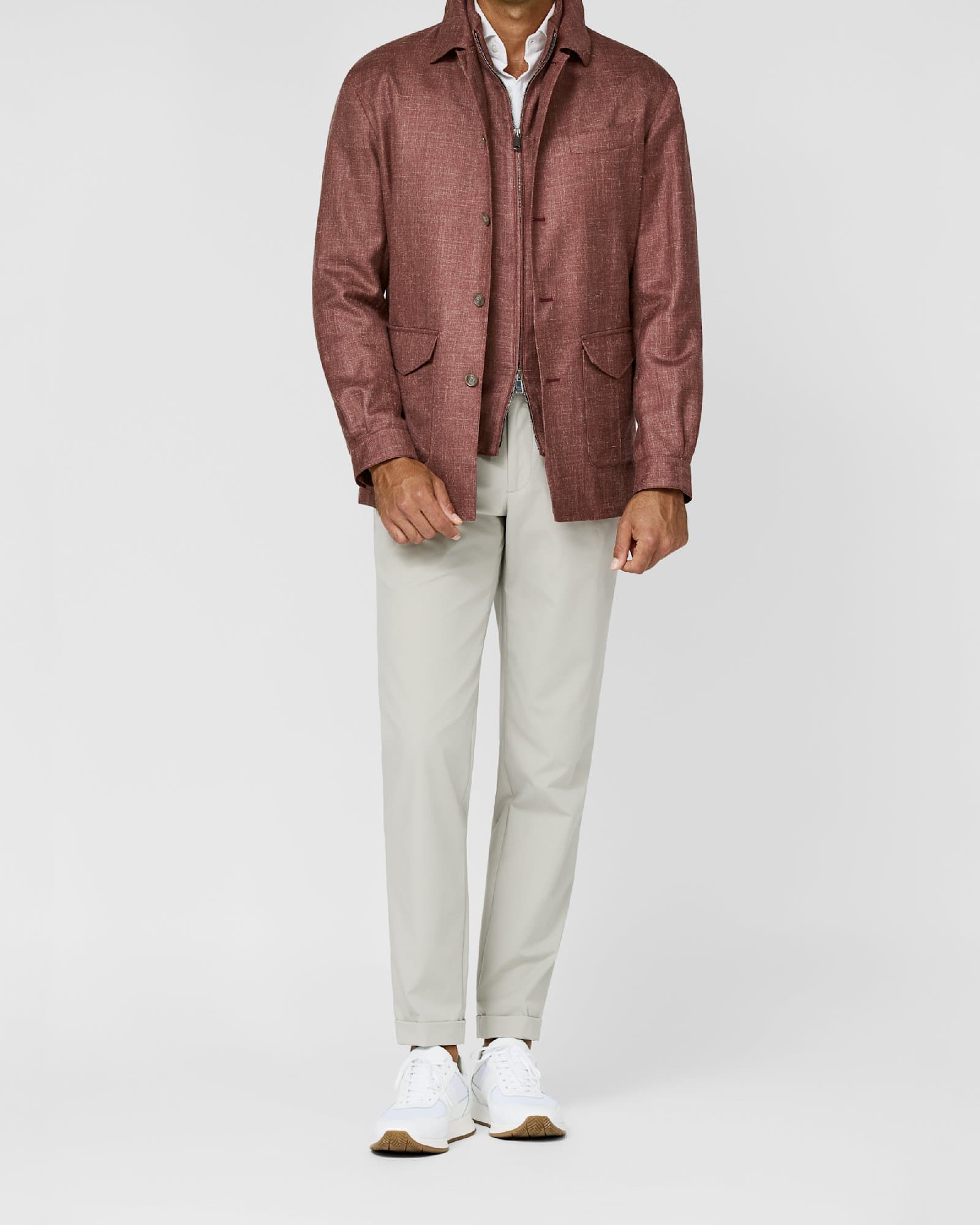 Terracotta Linen Field Jacket with Stone Trousers — image 1