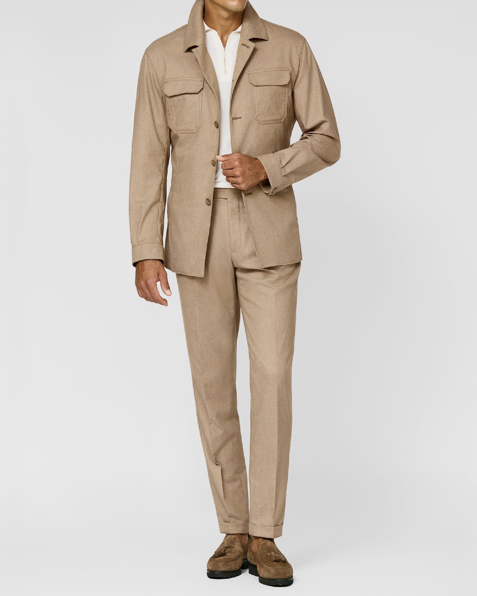 Camel Overshirt Set with Polo — image 1