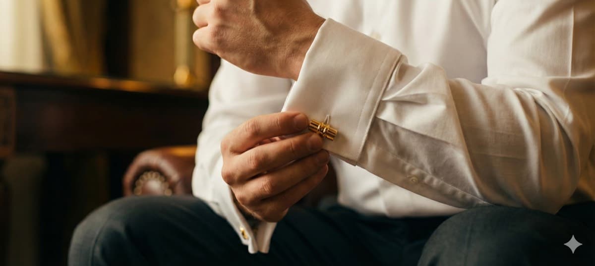 Gold cufflinks detail