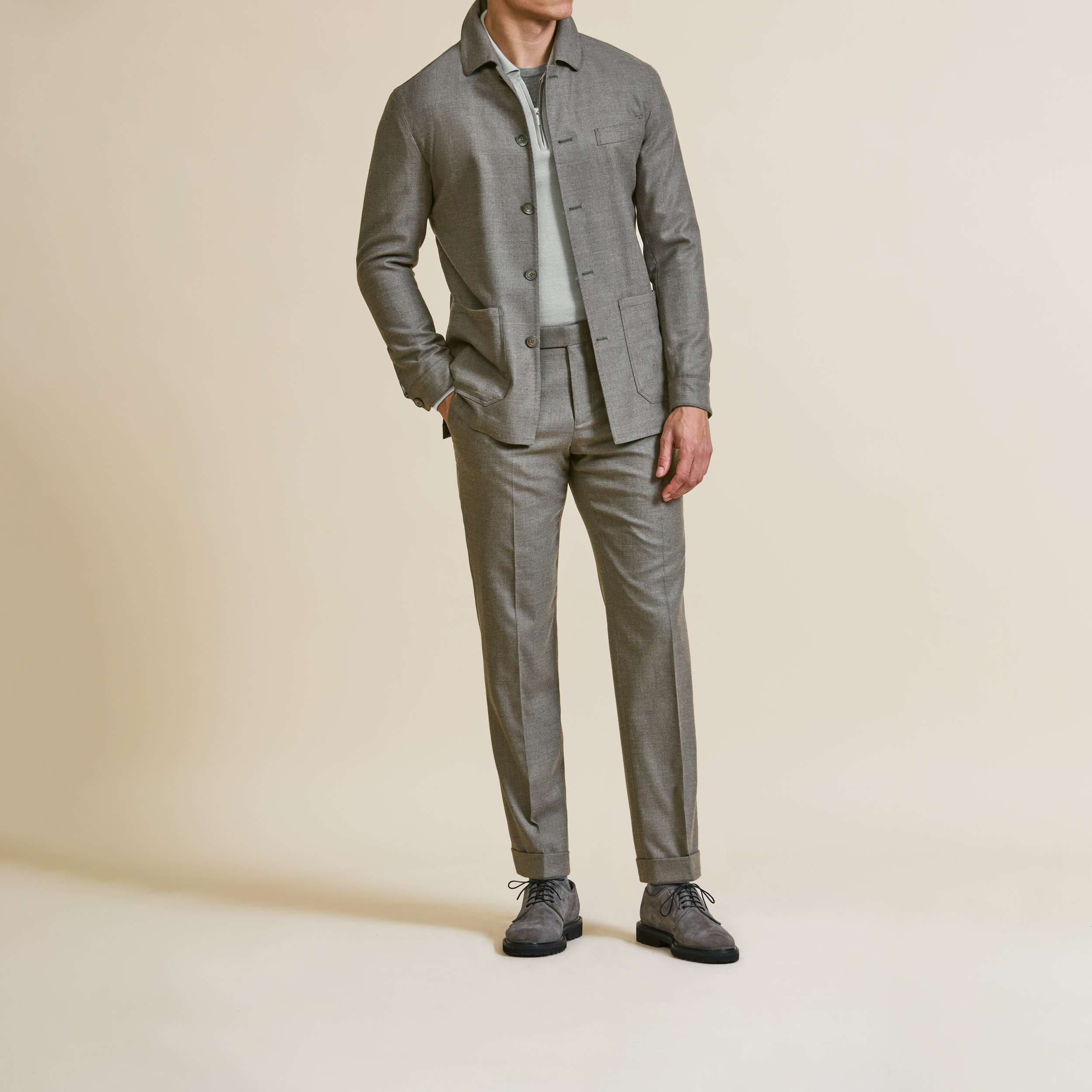 Grey Wool Chore Jacket Set with Polo — image 1