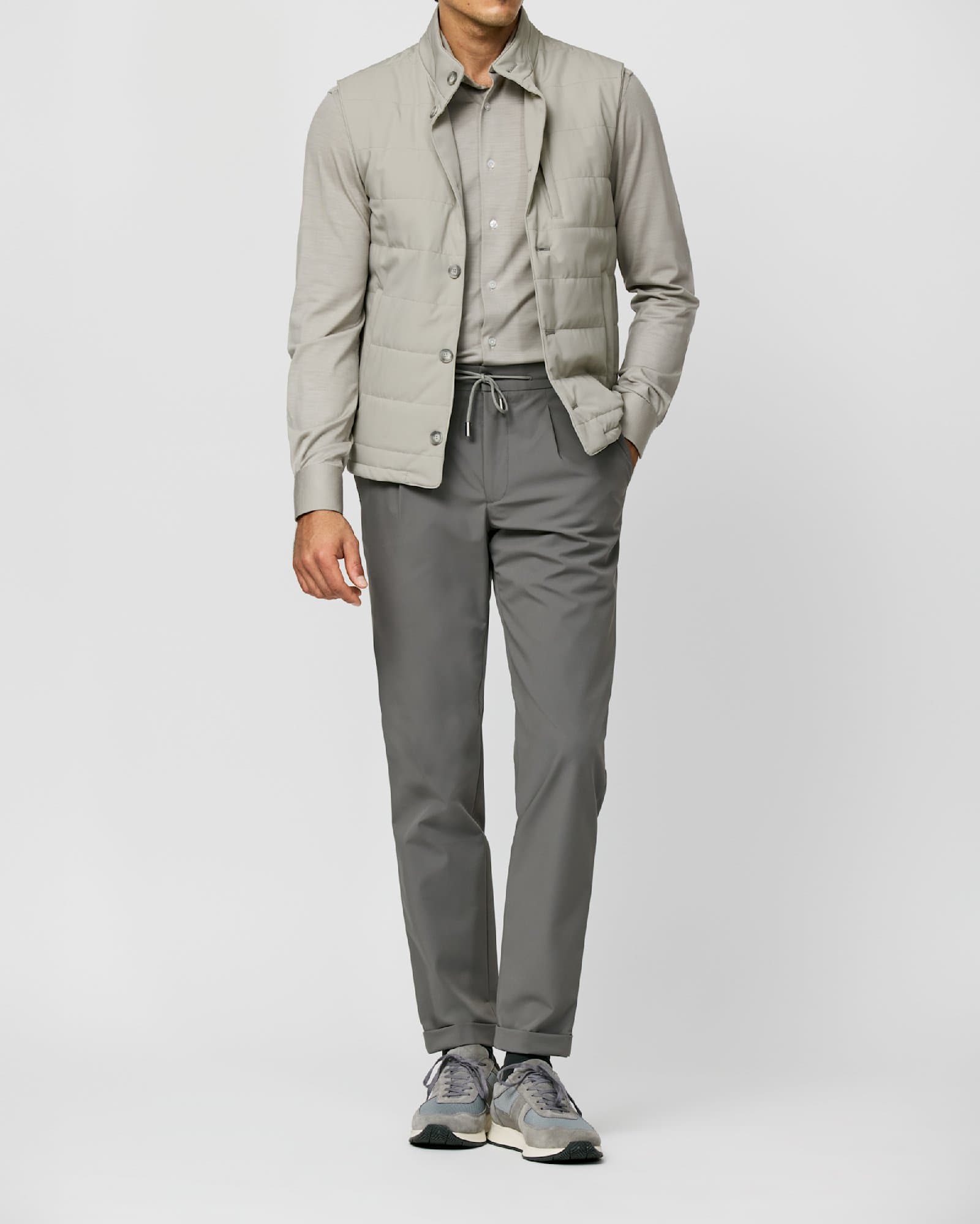 Stone Quilted Gilet with Technical Trousers — image 1
