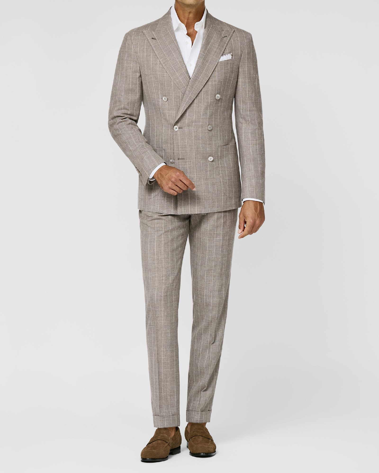 Taupe Pinstripe Double-Breasted Suit — image 1
